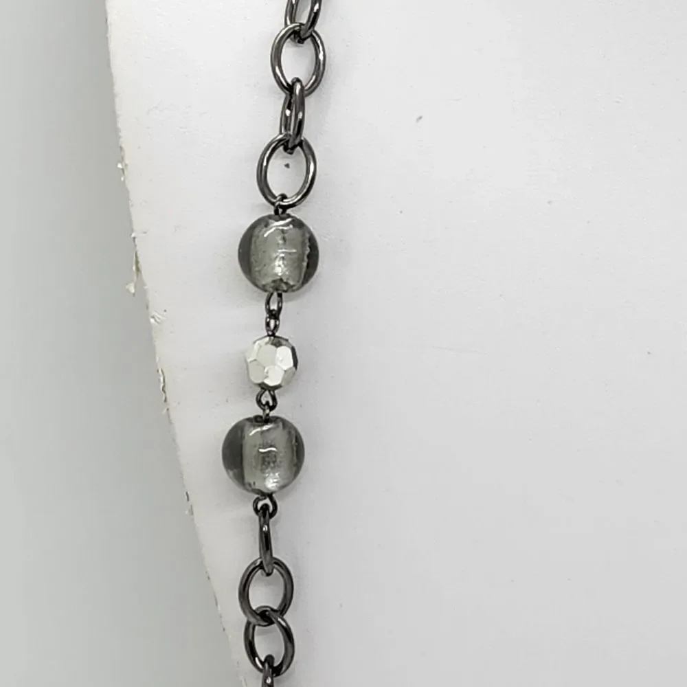 Gun Metal‎ And Glass Bead Necklace